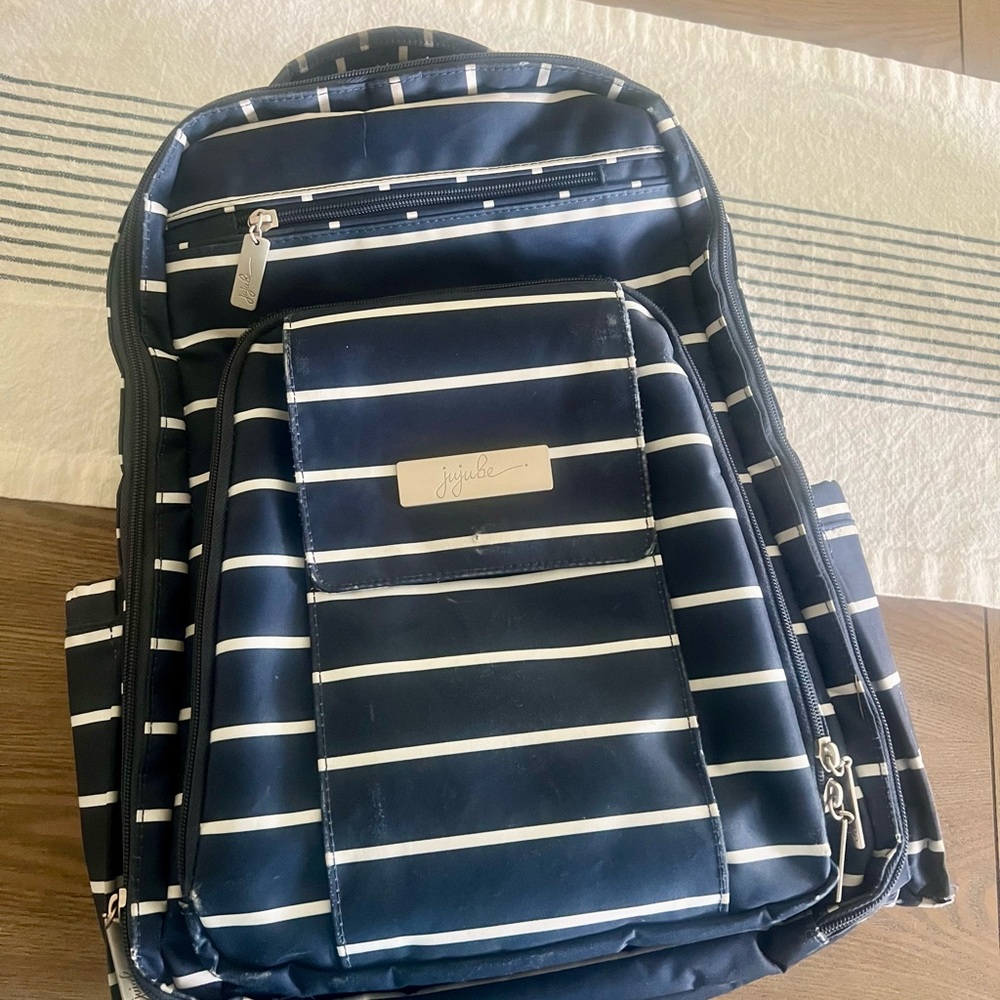Ju-Ju-Be Navy and White Striped diaper bag Backpack